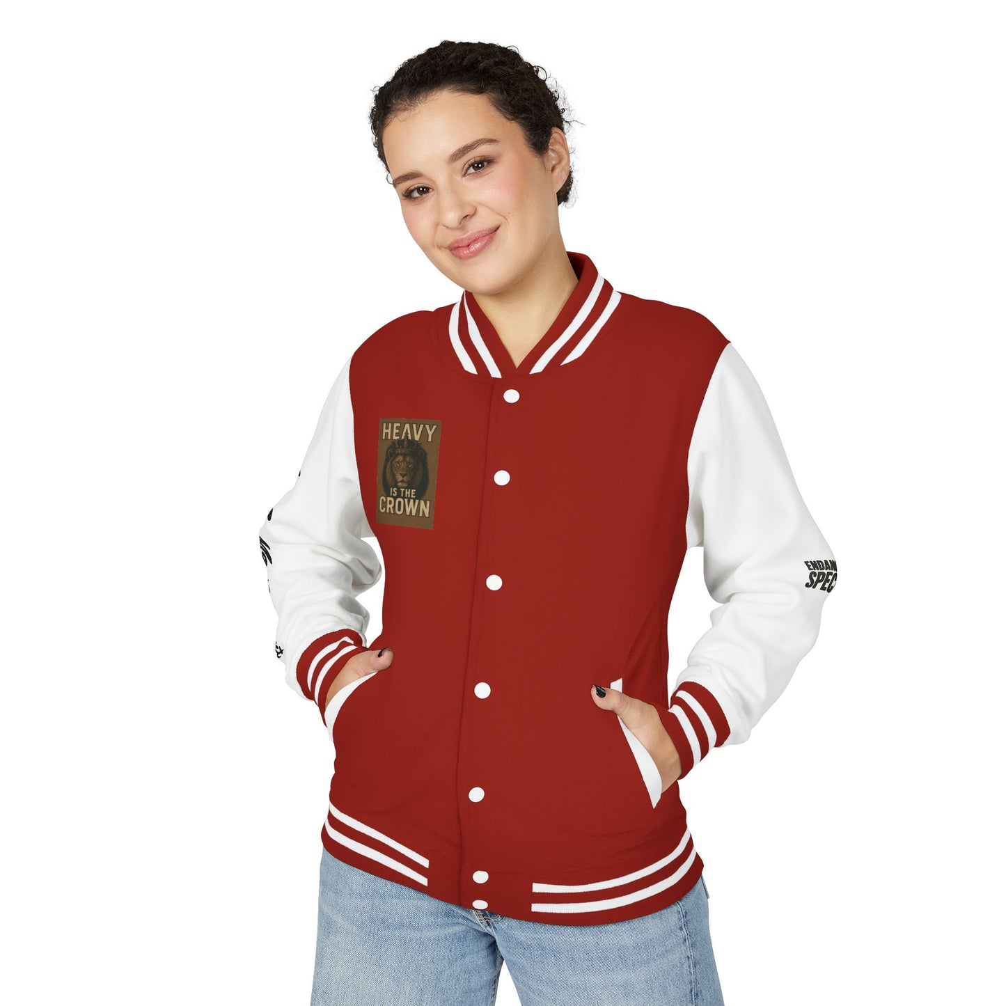 Letterman Jacket — 'Heavy is the Crown' Varsity Jacket with Number 75 Back Patch