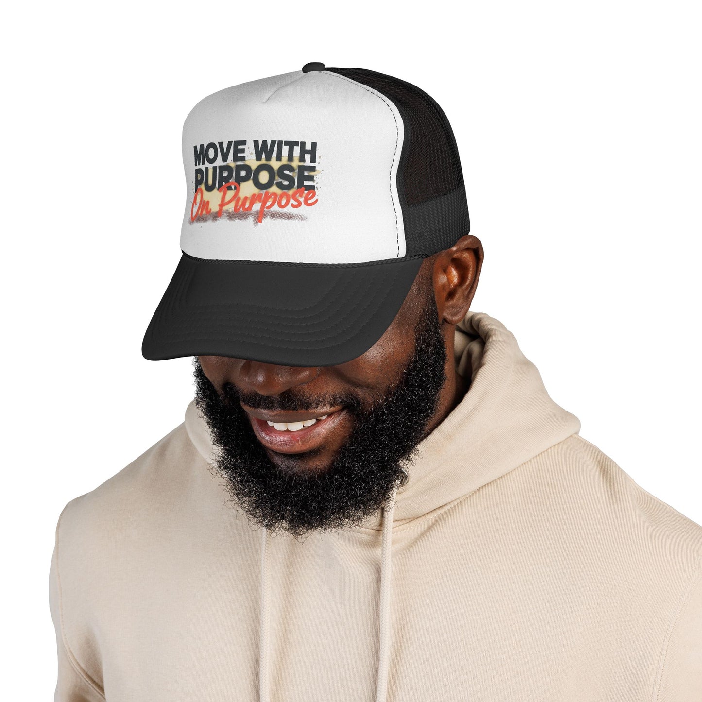 Trucker Cap — "Move With Purpose On Purpose" Motivational Mesh Hat