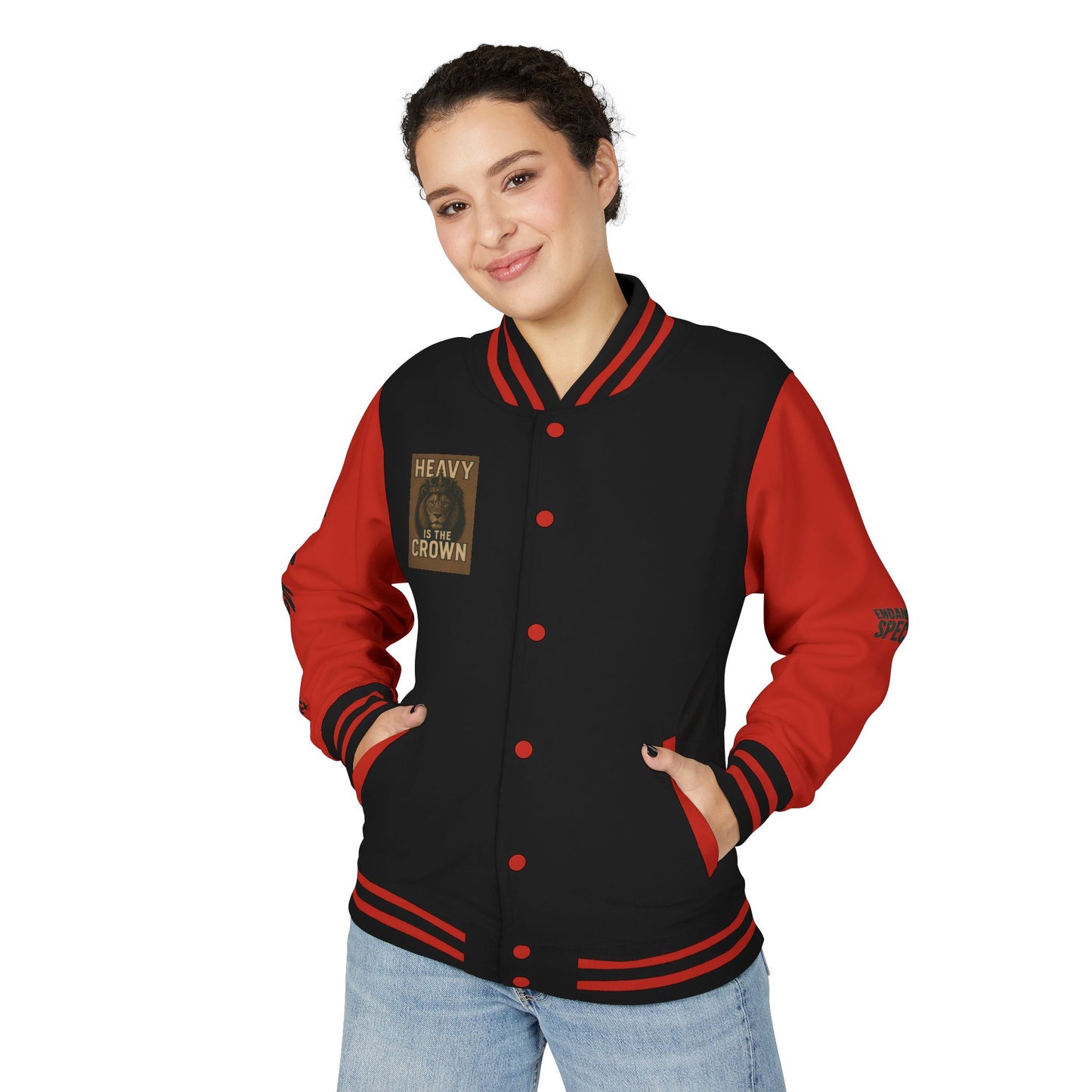 Letterman Jacket — 'Heavy is the Crown' Varsity Jacket with Number 75 Back Patch