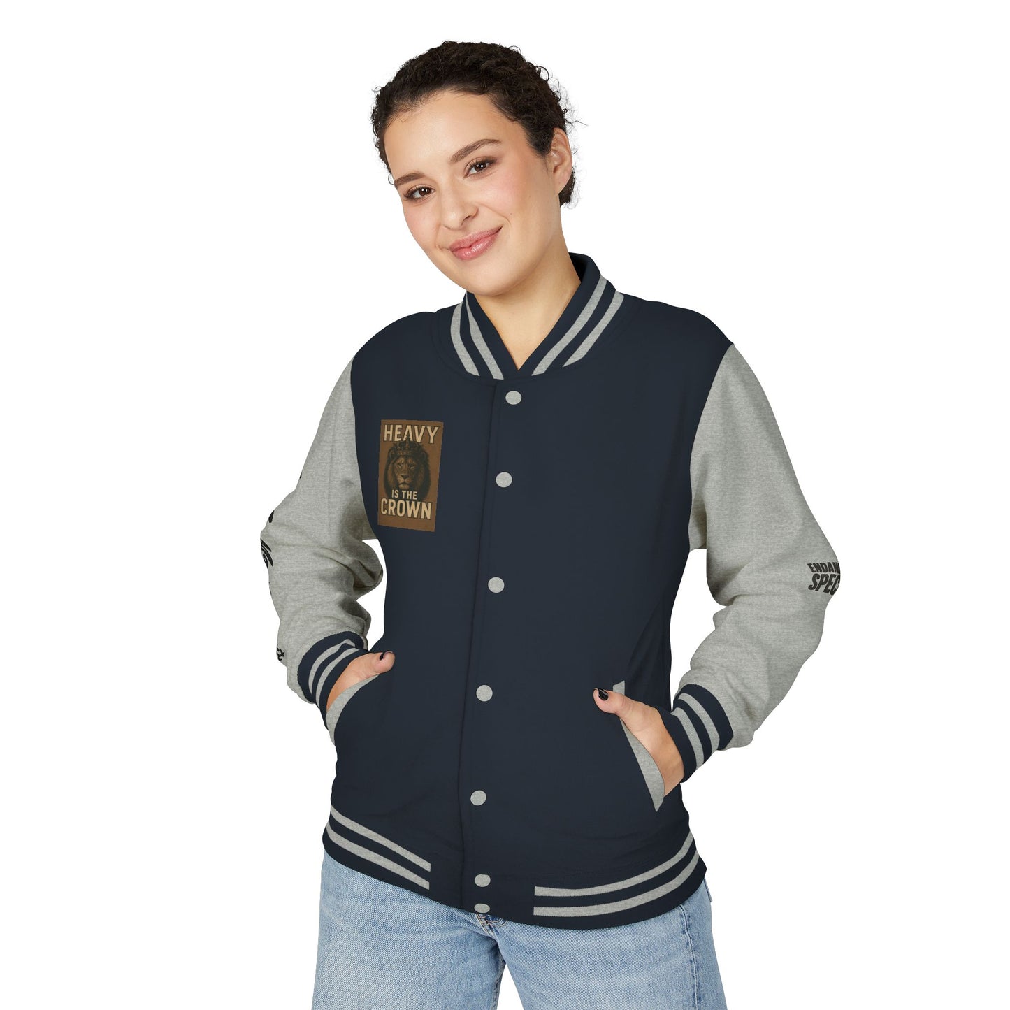 Letterman Jacket — 'Heavy is the Crown' Varsity Jacket with Number 75 Back Patch