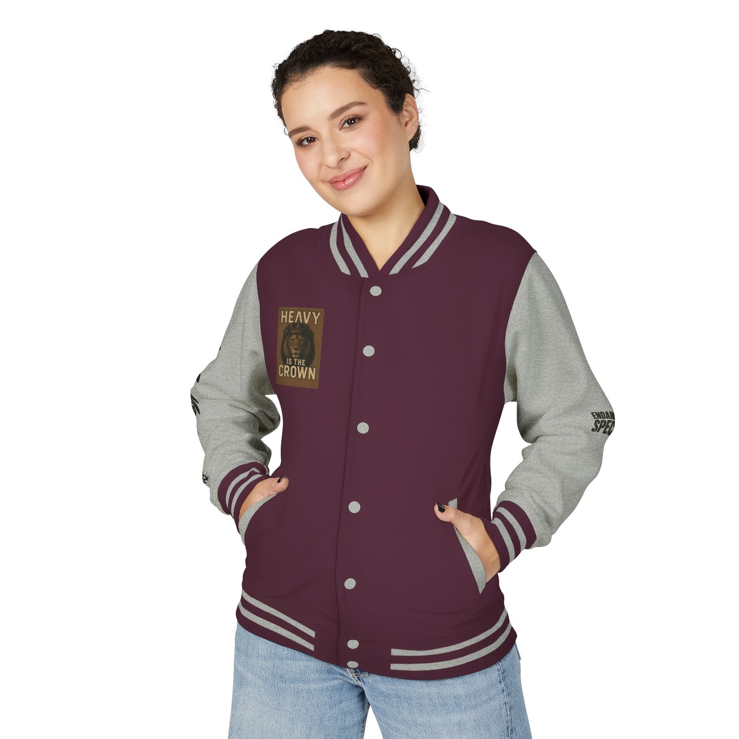 Letterman Jacket — 'Heavy is the Crown' Varsity Jacket with Number 75 Back Patch
