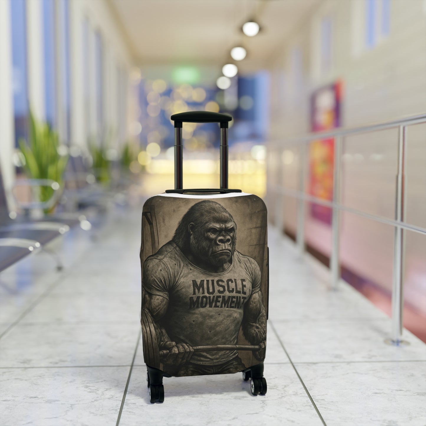 Luggage Cover — Vintage Gym Animal Designs ("Muscle Movement" Gorilla & Lion "The Crown")