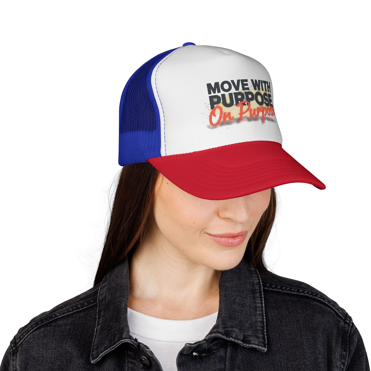 Trucker Cap — "Move With Purpose On Purpose" Motivational Mesh Hat