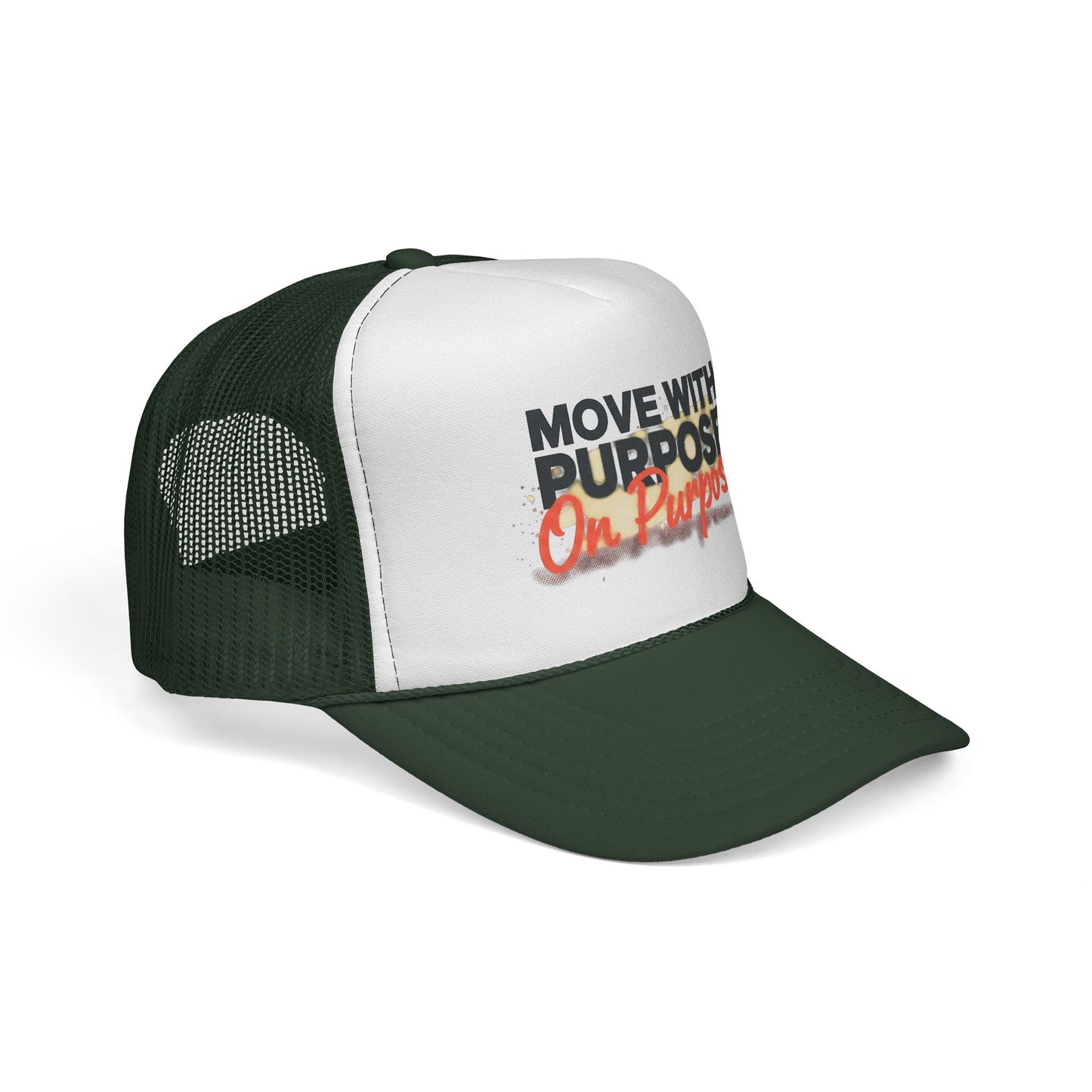 Trucker Cap — "Move With Purpose On Purpose" Motivational Mesh Hat