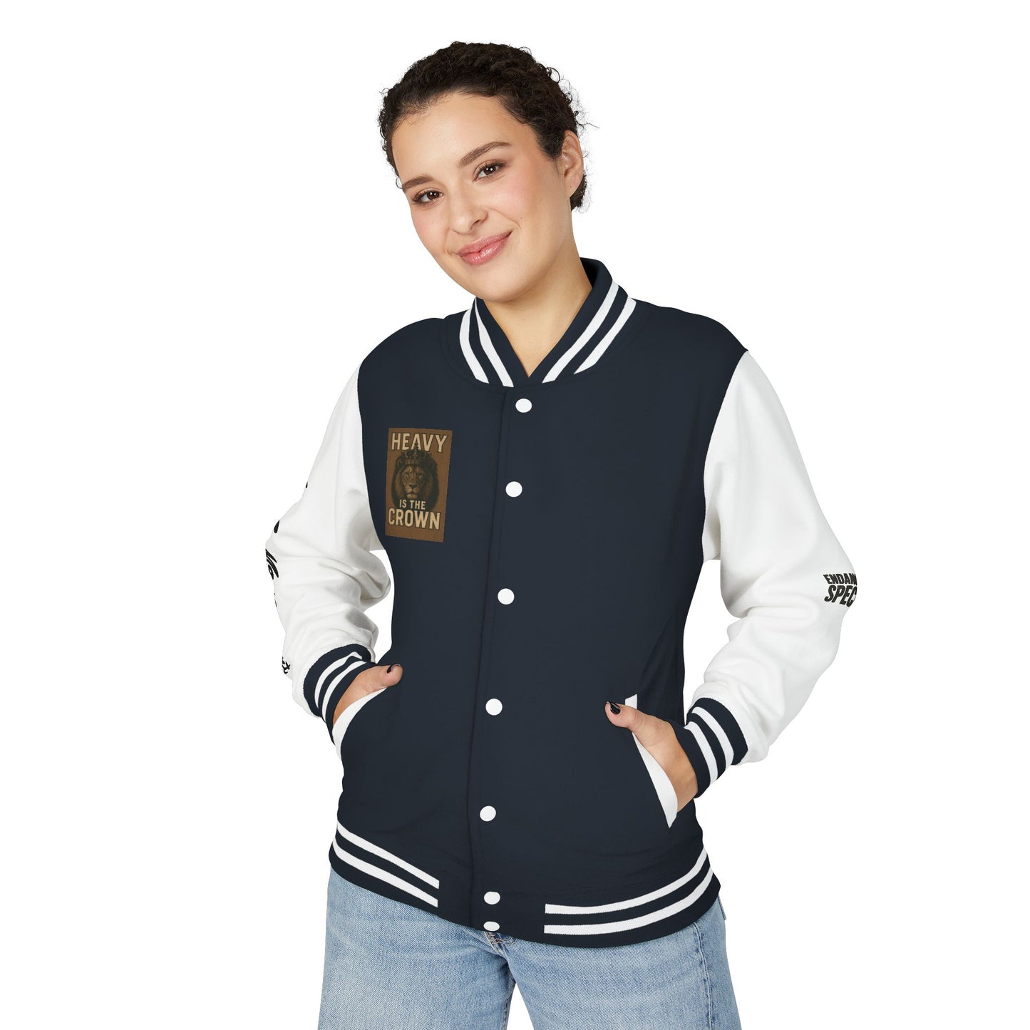 Letterman Jacket — 'Heavy is the Crown' Varsity Jacket with Number 75 Back Patch
