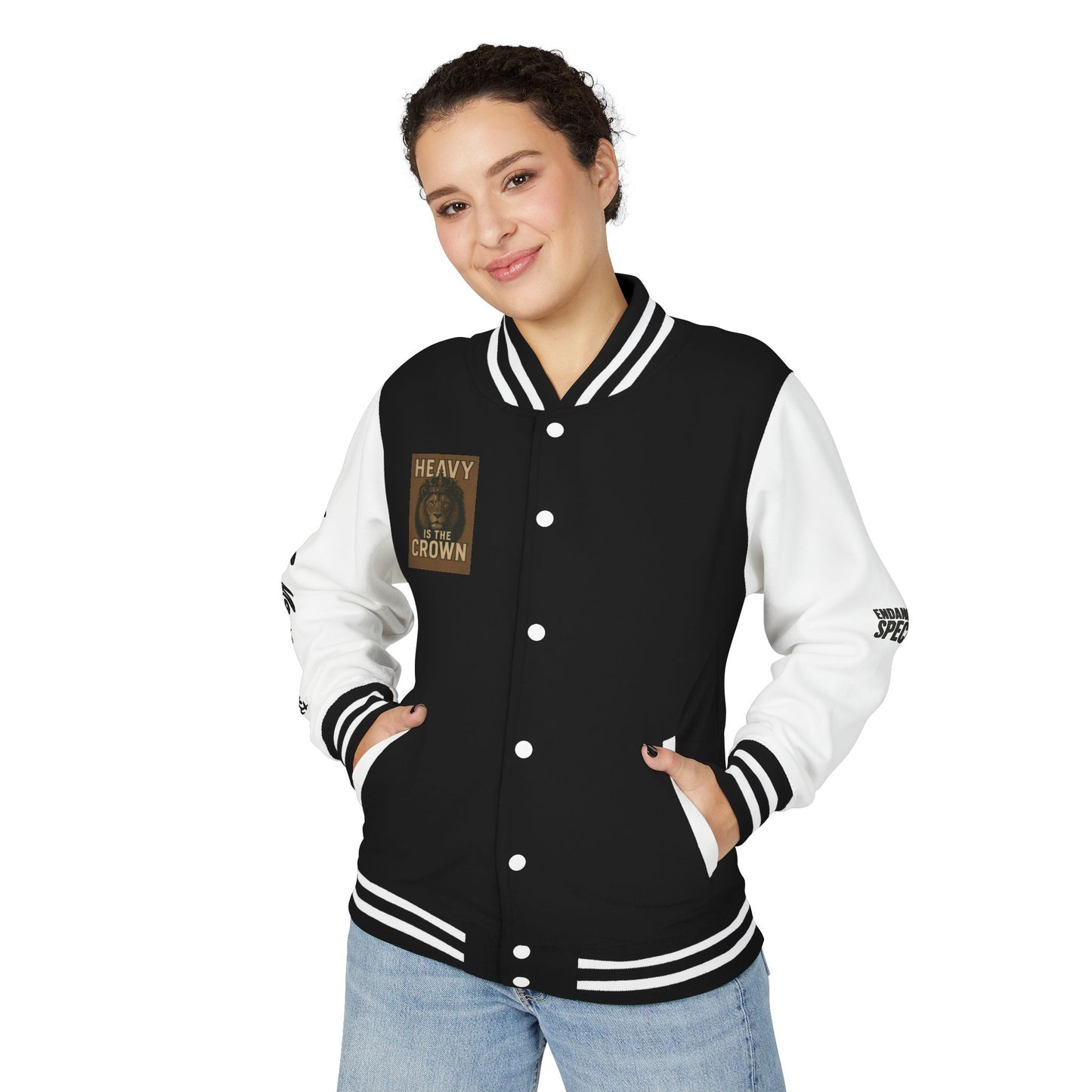 Letterman Jacket — 'Heavy is the Crown' Varsity Jacket with Number 75 Back Patch