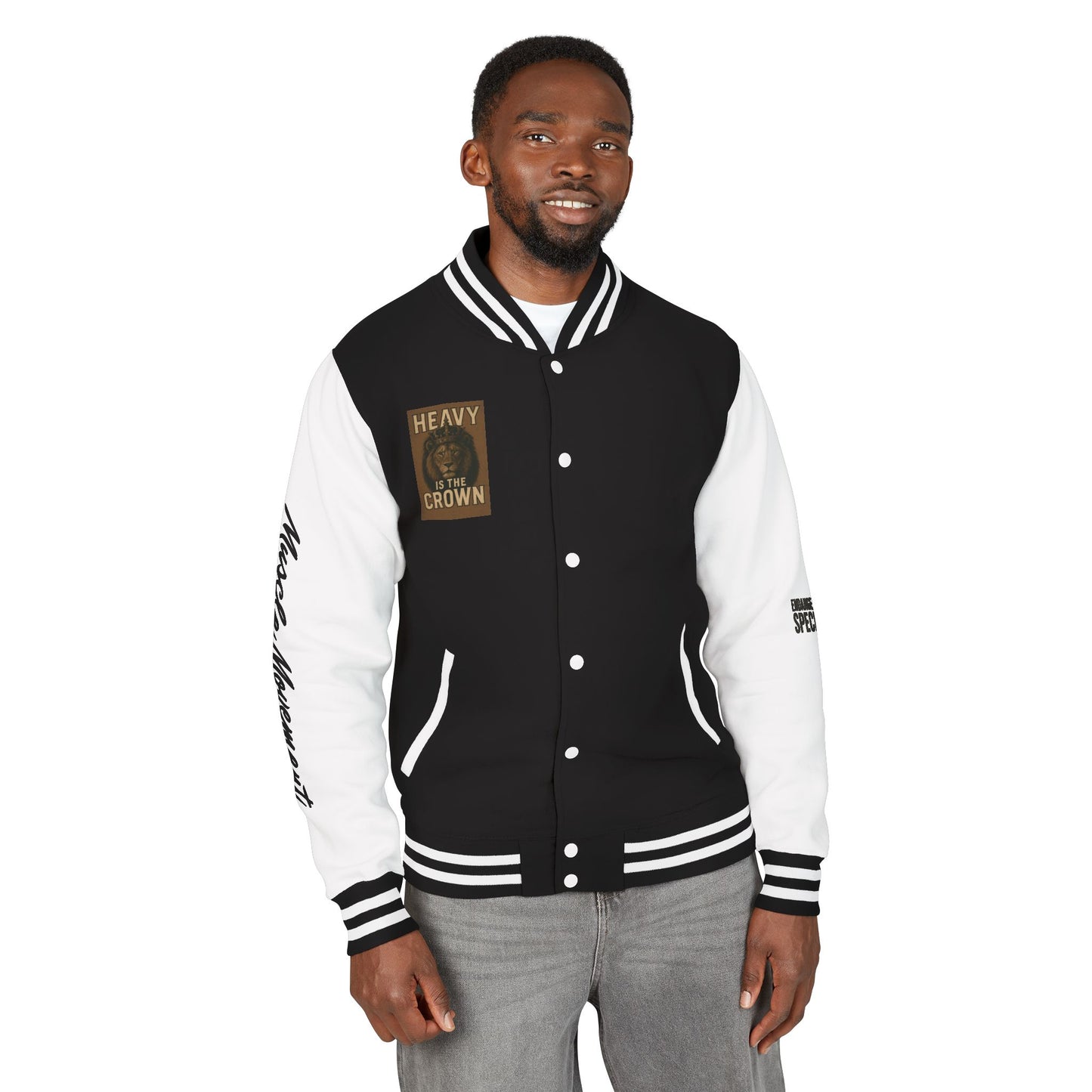 Letterman Jacket — 'Heavy is the Crown' Varsity Jacket with Number 75 Back Patch