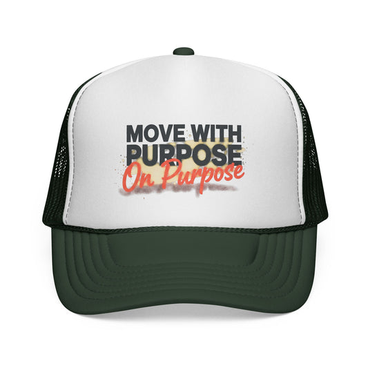 Trucker Cap — "Move With Purpose On Purpose" Motivational Mesh Hat