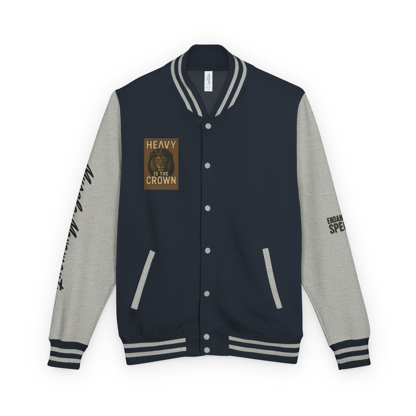 Letterman Jacket — 'Heavy is the Crown' Varsity Jacket with Number 75 Back Patch
