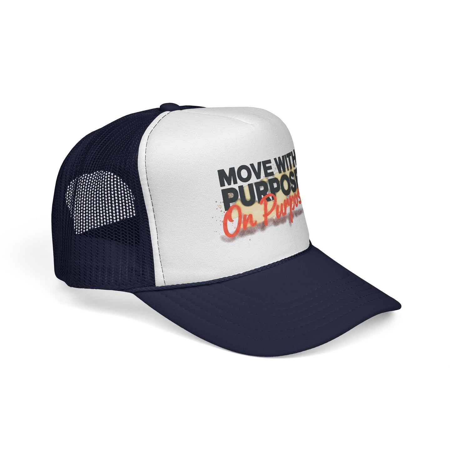 Trucker Cap — "Move With Purpose On Purpose" Motivational Mesh Hat
